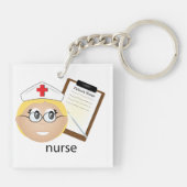 Verpleegkundige met medische klembord en thermomet sleutelhanger (Achterkant)