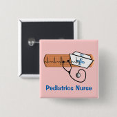 Verpleegkundige naam Badge Pediatrics verpleegster Vierkante Button 5,1 Cm (Voorkant /achterkant)