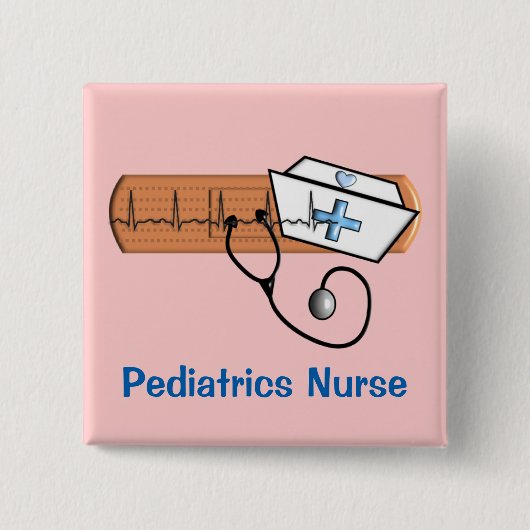 Verpleegkundige naam Badge Pediatrics verpleegster Vierkante Button 5,1 Cm (Voorkant)