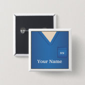 Verpleegkundige naam Blauwe Scrubs Square Button (Voorkant /achterkant)
