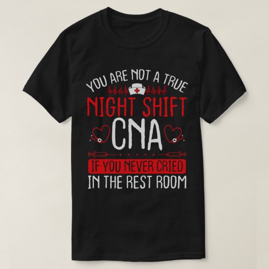 Verpleegkundige Nachtdienst CNA Essentials Grappig T-shirt (Design voorkant)