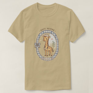 Verpleegkundige NICU Gingham Giraffe Preppy Neonat T-shirt
