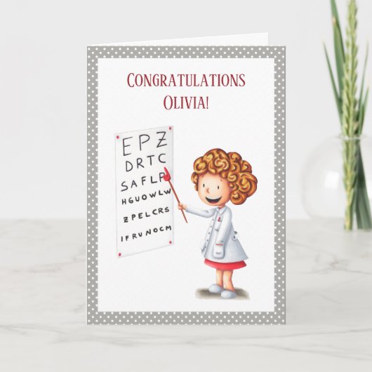 Verpleegkundige optometrist meisje dokter afstuder kaart (Voorkant)