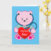 Verpleegkundige pensionering Teddybeer, hart en st Kaart (Gele Bloem)