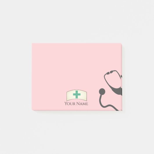 Verpleegkundige Pet Medische Stethoscoop Blush Roz Post-it® Notes (Voorkant)