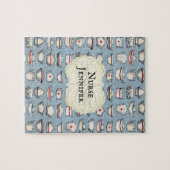 verpleegkundige Petten op blauwe monogram naam Legpuzzel (Horizontaal)