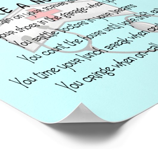 Verpleegkundige Poster "Je bent een verpleegster a (Hoek)