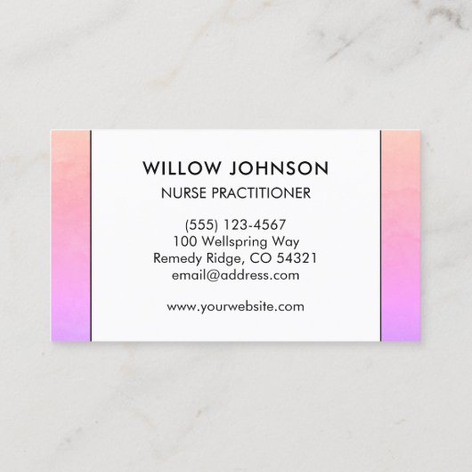 Verpleegkundige Practitioner Artsenassistent Roze  Visitekaartje (Achterkant)