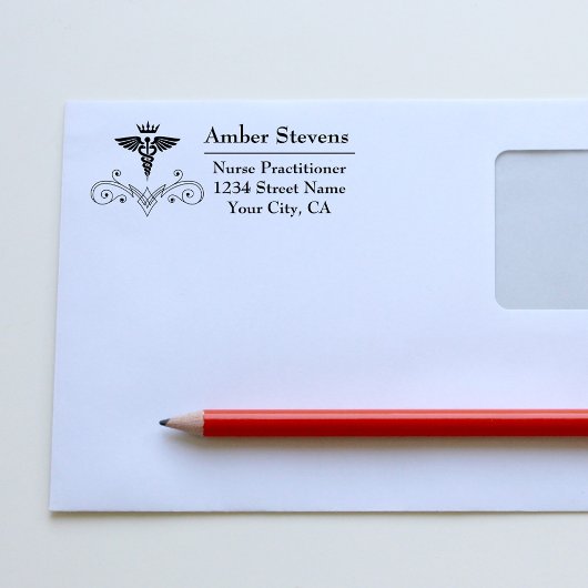 Verpleegkundige Practitioner Medische Caduceus Zelfinktende Stempel