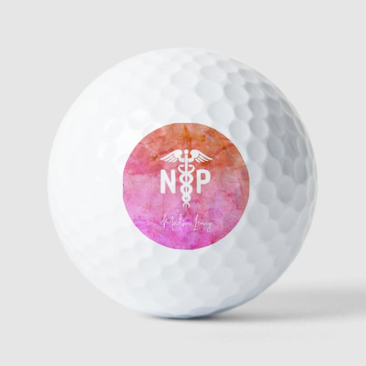 Verpleegkundige Practitioner NP Roze Medisch Geper Golfballen (Voorkant)
