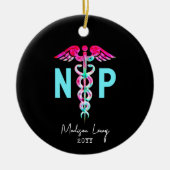 Verpleegkundige Practitioner NP Stijlvol Roze Gepe Keramisch Ornament (Voorkant)