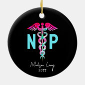 Verpleegkundige Practitioner NP Stijlvol Roze Gepe Keramisch Ornament (Achterkant)