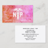 Verpleegkundige Practitioner Roze Oranje Waterverf Visitekaartje (Voorkant / Achterkant)