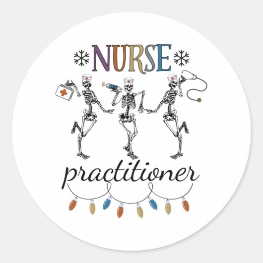 Verpleegkundige Practitioner Shirt Kerstmis Ronde Sticker (Voorkant)