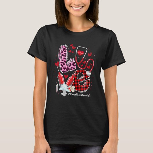 Verpleegkundige Practitioner Valentijnsdag Stethos T-shirt (Voorkant)