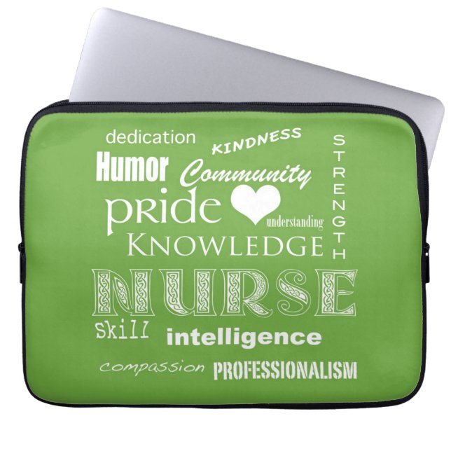 Verpleegkundige Pride-Attributes/Lime Green-13 inc Laptop Sleeve (Voorkant)