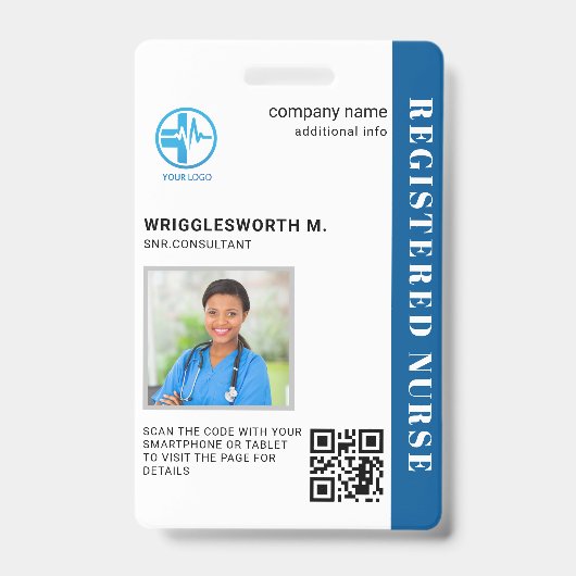 Verpleegkundige QR-code Medisch Centrum Foto ID Badge (Voorzijde)