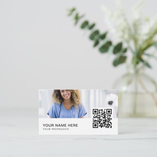 Verpleegkundige QR-code Visitekaartje (Staand voorkant)