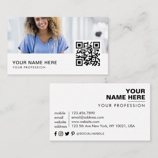 Verpleegkundige QR-code Visitekaartje (Voorkant / Achterkant)