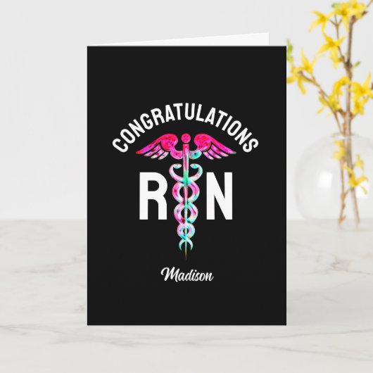 Verpleegkundige RN Afstuderen gefeliciteerd Medisc Kaart (Gele Bloem)