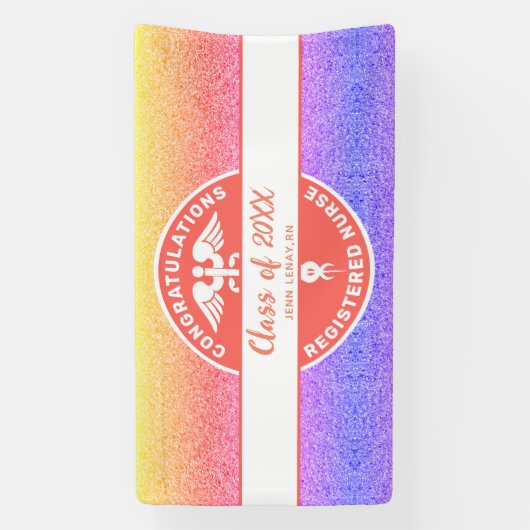 Verpleegkundige RN Afstuderen Rainbow Party Gepers Spandoek (Verticaal)