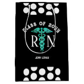 Verpleegkundige RN Afstuderen Zwart Wit Gepersonal Medium Cadeauzakje (Voorkant)