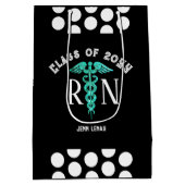 Verpleegkundige RN Afstuderen Zwart Wit Gepersonal Medium Cadeauzakje (Achterkant)