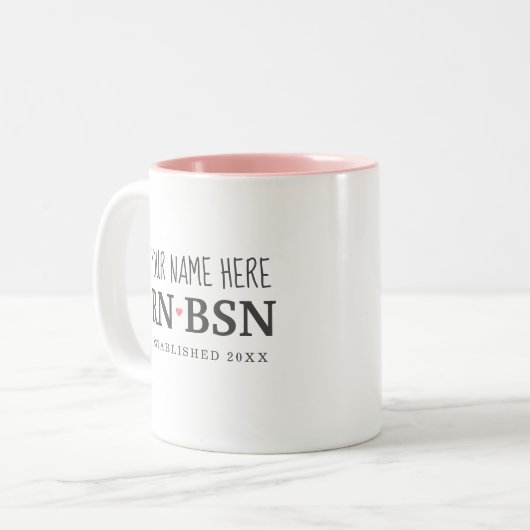 Verpleegkundige RN BSN Simple Cute Personalized Tweekleurige Koffiemok (Voorkant links)
