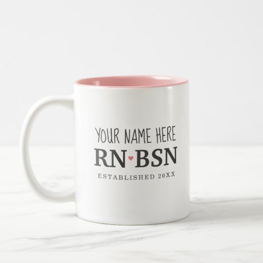 Verpleegkundige RN BSN Simple Cute Personalized Tweekleurige Koffiemok (Links)
