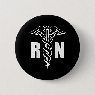 Verpleegkundige Rn Caduceus Medisch Symbool Verple Ronde Button 5,7 Cm