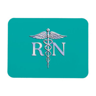 Verpleegkundige RN Caduceus op Turquoise Magneet