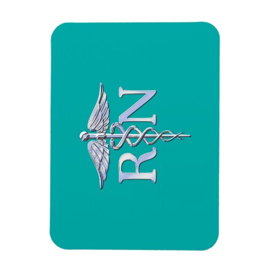 Verpleegkundige RN Caduceus op Turquoise Magneet (Verticaal)