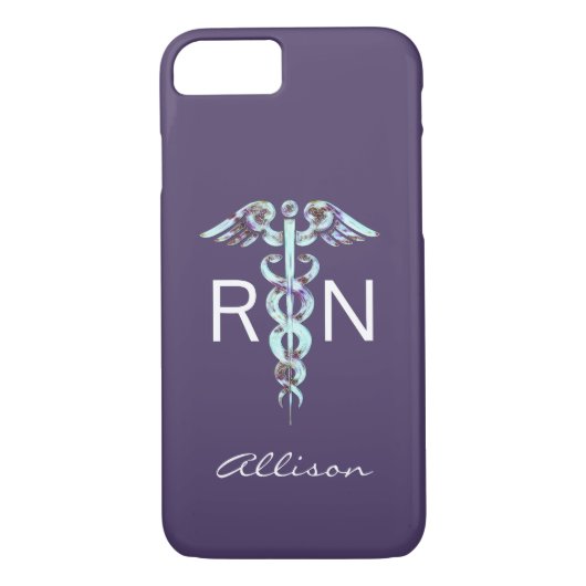 Verpleegkundige RN Caduceus Paars Blue Case-Mate iPhone Case (Achterkant)