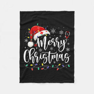 Verpleegkundige Rn LPN Stethoscoop Kerstverlichtin Fleece Deken
