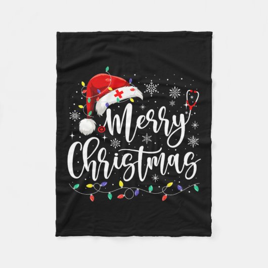 Verpleegkundige Rn LPN Stethoscoop Kerstverlichtin Fleece Deken (Voorkant)