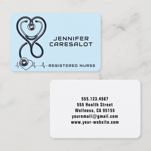 Verpleegkundige RN, LVN, LPN, Visitekaartje van de (Voorkant / Achterkant)