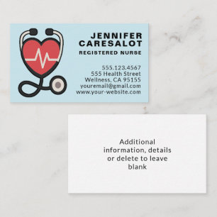 Verpleegkundige RN, LVN, LPN, Visitekaartje van de