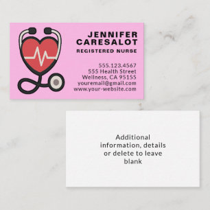 Verpleegkundige RN, LVN, LPN, Visitekaartje van de