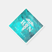 Verpleegkundige RN Turquoise Marmer Custom Graduat Servet (Hoek)