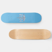 Verpleegkundige RN Zilveren Caduceus op Baby Blauw Skateboard (Horizontaal)