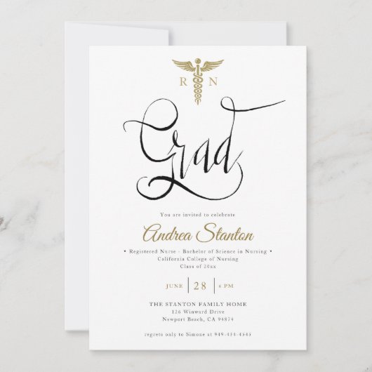 Verpleegkundige School Afstuderen Caduceum Afstude Kaart (Voorkant)