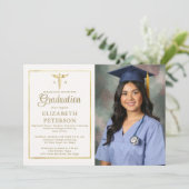 Verpleegkundige School Afstuderen Caduceum Goud Li Kaart (Staand voorkant)