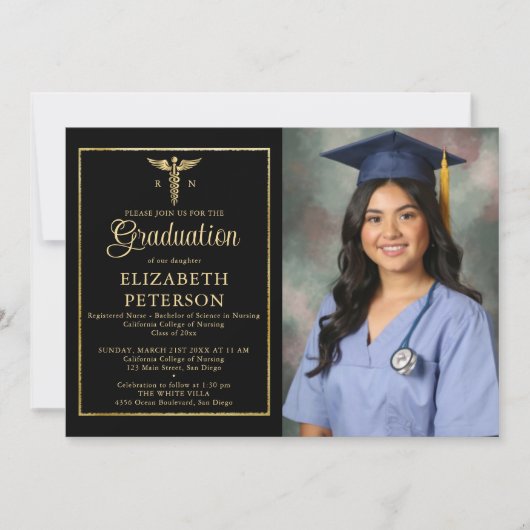 Verpleegkundige School Afstuderen Caduceum Goud Li Kaart (Voorkant)