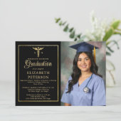 Verpleegkundige School Afstuderen Caduceum Goud Li Kaart (Staand voorkant)