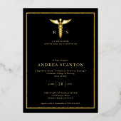 Verpleegkundige School Afstuderen Goud Lijst Caduc Folie Uitnodiging (Voorkant)