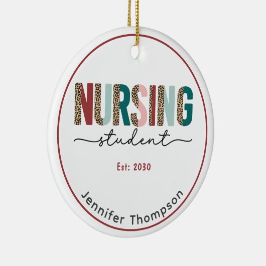 Verpleegkundige Student Gepersonaliseerde Dierenpr Keramisch Ornament (Rechts)