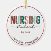 Verpleegkundige Student Gepersonaliseerde Dierenpr Keramisch Ornament (Voorkant)