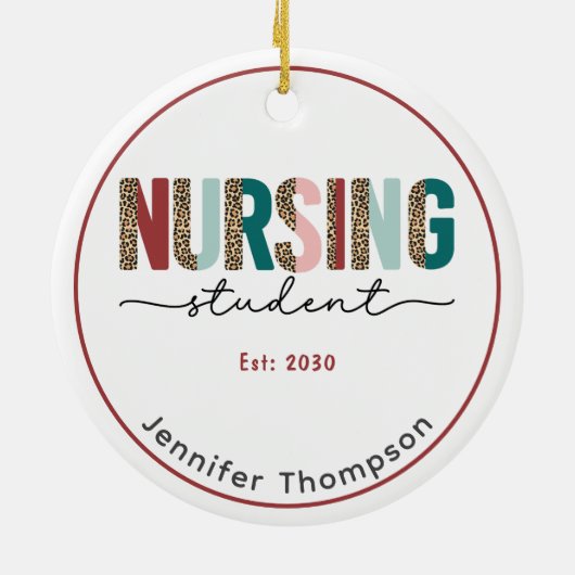 Verpleegkundige Student Gepersonaliseerde Dierenpr Keramisch Ornament (Achterkant)