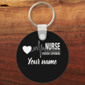 Verpleegkundige superheld voor elke dag past naams sleutelhanger (Voorkant)