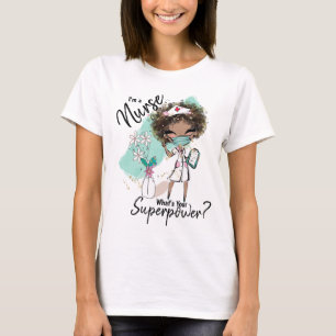Verpleegkundige supermacht Afro-Amerikaanse verple T-shirt